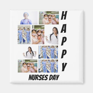 Personalised Modern Nurses Day 9 Photo Collage Magnet