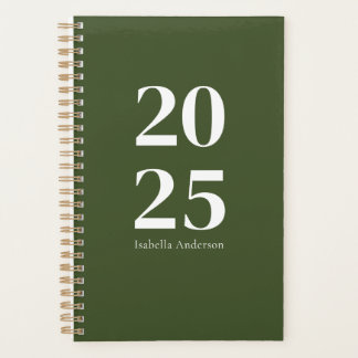 Personalised Modern Olive Green Monthly/Weekly Planner