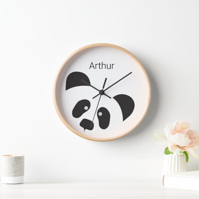 Personalised Modern Panda Nursery Child's Room Clock (Home)