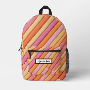 Personalised Modern Pastel Geometric Abstract Printed Backpack