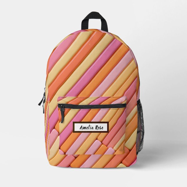 Personalised Modern Pastel Geometric Abstract  Printed Backpack (Front)