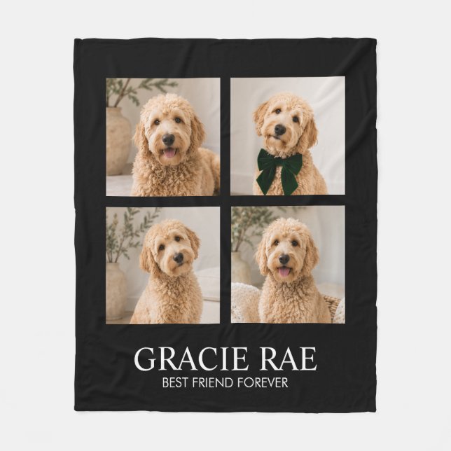 Personalised Modern Pet Photo Collage Fleece Blanket (Front)