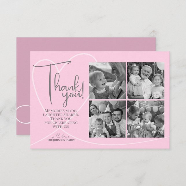 Personalised modern photo Collage Thank You (Front/Back)