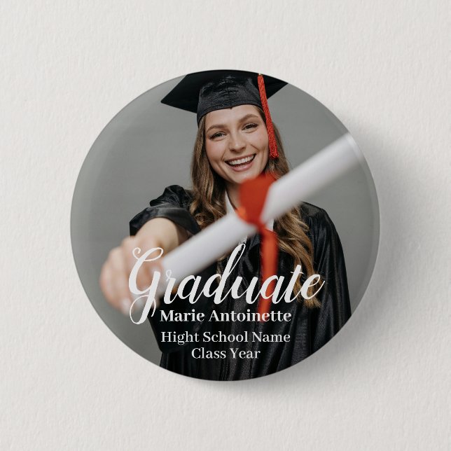 Personalised Modern Photo Graduation  6 Cm Round Badge (Front)