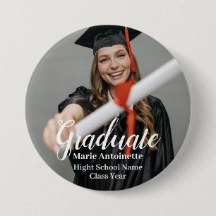 Personalised Modern Photo Graduation  7.5 Cm Round Badge