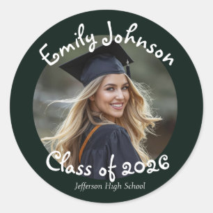Personalised Modern Photo Graduation Party  Classic Round Sticker