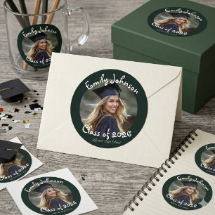 Personalised Modern Photo Graduation Party Classic Round Sticker