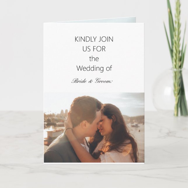 Personalised Modern Photo Script Wedding  Invitation (Front)