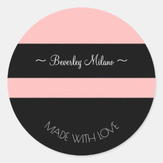 Personalised Modern Pink and Black Stickers