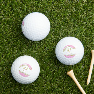 Personalised Modern Pink and Gold Golf Balls