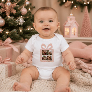 Personalised Modern Pink Christmas Baby Bodysuit