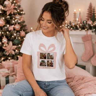 Personalised Modern Pink Christmas Photo Gift Box T-Shirt