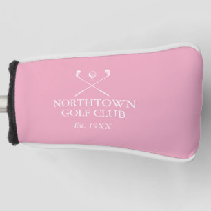 Personalised  Modern Pink Golf Club Name Golf Head Cover