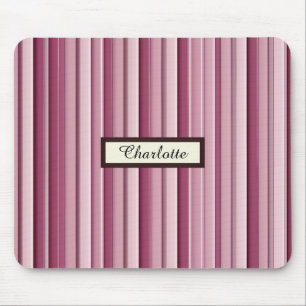 Personalised Modern Pink Mauve Vertical Stripes Mouse Pad