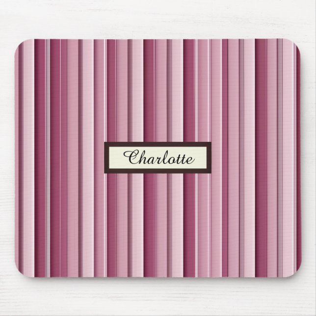 Personalised Modern Pink Mauve Vertical Stripes  Mouse Pad (Front)