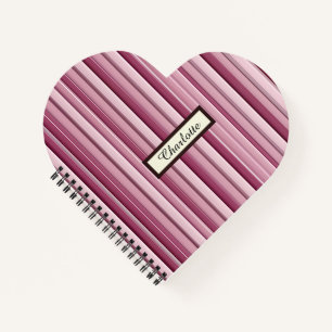 Personalised Modern Pink Mauve Vertical Stripes Notebook