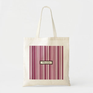 Personalised Modern Pink Mauve Vertical Stripes Tote Bag