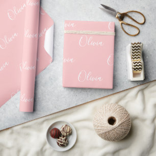 Personalised Modern Pink Script Name Wrapping Paper