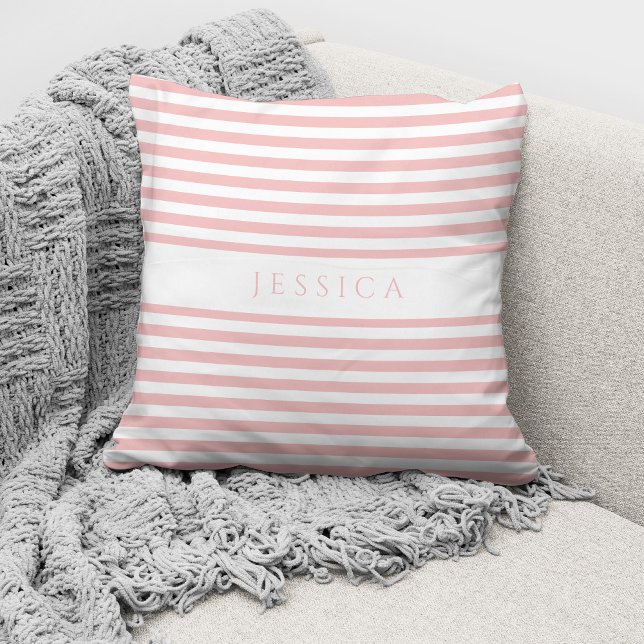 Personalised Modern Pink Stripes Pattern  Cushion (Creator Uploaded)