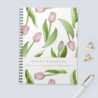 Personalised Modern Pink Tulip Notebook