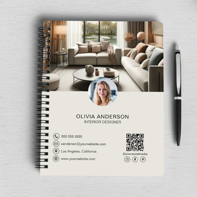 Personalised Modern Professional Business Notebook (Create your own professional business notebook with custom photos, QR code and social media icons )