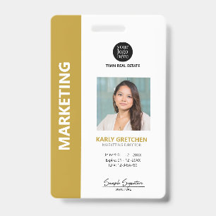 Personalised Modern Professional Employee ID Gold Badge
