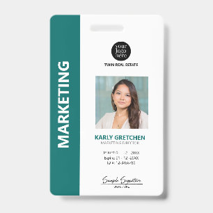 Personalised Modern Professional Employee ID Green Badge