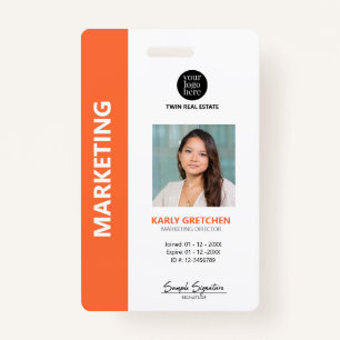 Personalised Modern Professional Employee Orange ID Badge