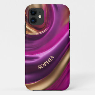 Personalised Modern-Purple Pink and Gold- iPhone 11 Case