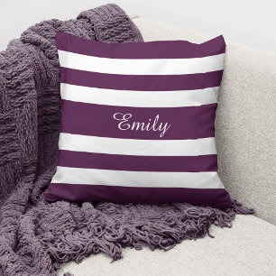 Personalised Modern Purple Stripes Cushion