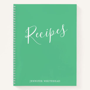 Personalised Modern Recipe Journal Green