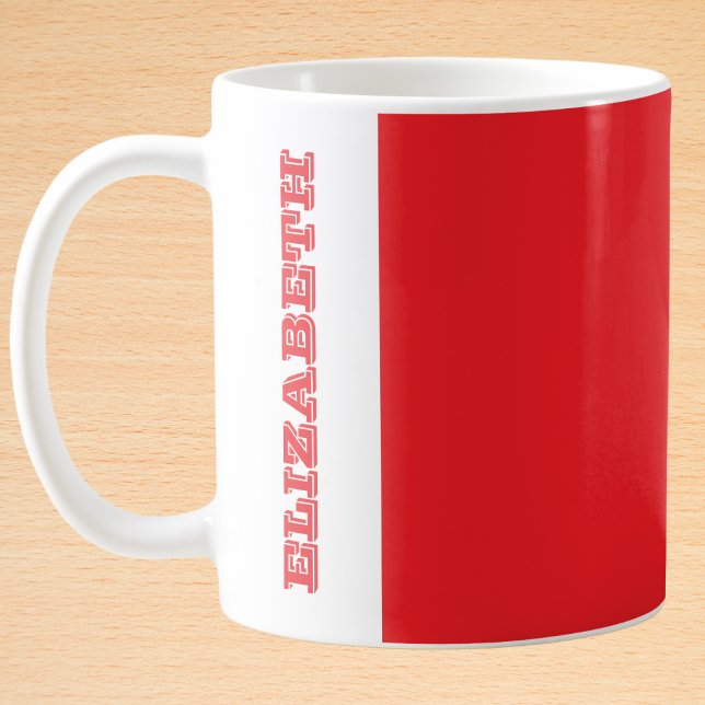 Personalised Modern Red Block Name Coffee Mug (Creator Uploaded)