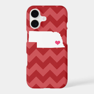 Personalised Modern Red Chevron Nebraska Heart