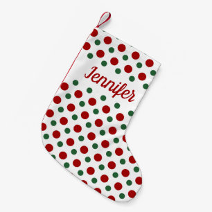 Personalised Modern Red Green Pattern Small Christmas Stocking