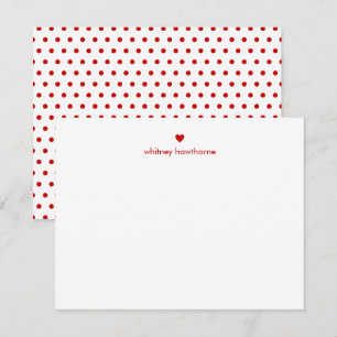 Personalised Modern Red Polka Dots & Heart Card