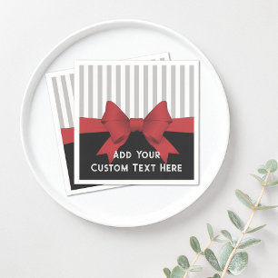 Personalised Modern Red Ribbon and Stripe Paper Napkin