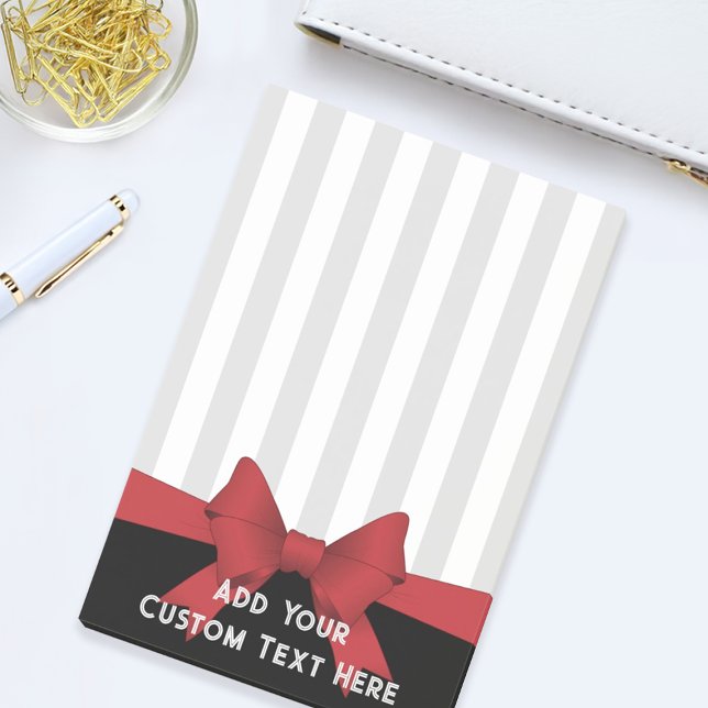 Personalised Modern Red Ribbon and Stripe Post-it Notes (Creator Uploaded)