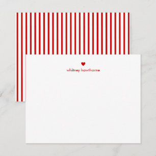 Personalised Modern Red Stripes & Heart Card