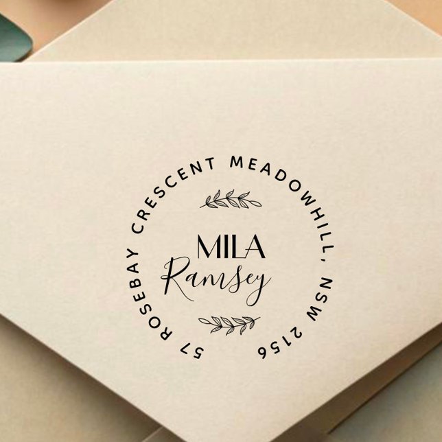 Personalised Modern Return Address Botanical Self-inking Stamp (Creator Uploaded)