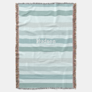 Personalised Modern Robin's Egg Striped Throw Blanket