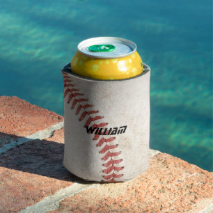 Personalised modern rustic baseball Cool Can Cooler