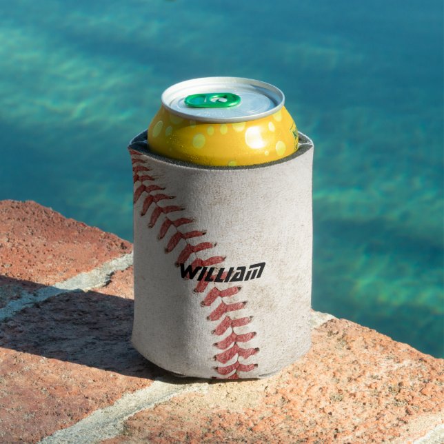 Personalised modern rustic baseball Cool Can Cooler (In Situ Pool)
