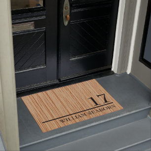 Personalised Modern Rustic House Number and Name   Doormat