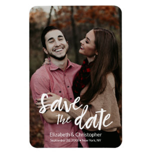 Personalised Modern Save the Date script Photo Magnet