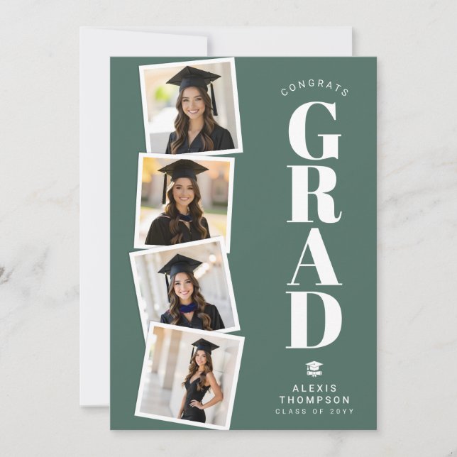 Personalised Modern School College Graduation  Card (Front)