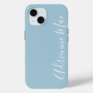 Personalised Modern Script Baby Blue iPhone 15 Case