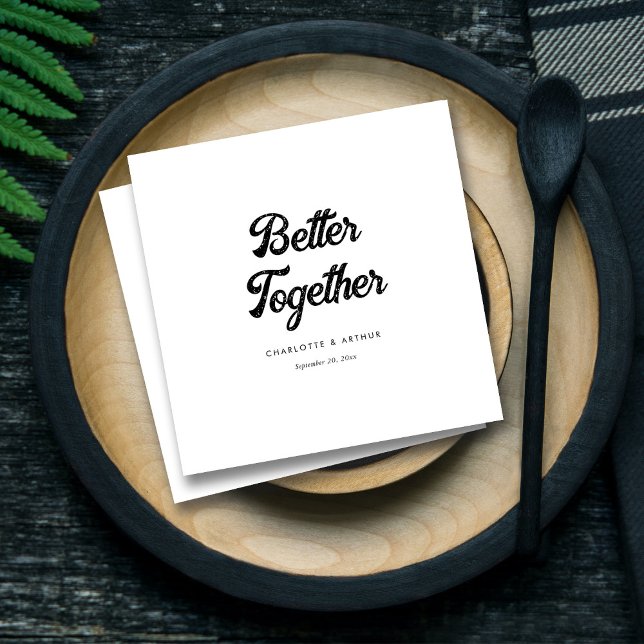Personalised Modern Script Black & White Wedding Napkin (Personalized Modern Script Black & White Wedding Napkins)