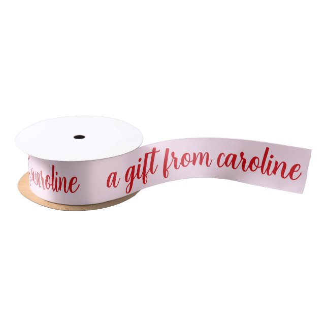 Personalised Modern Script Cute Red & Pink Gifting Satin Ribbon (Spool)