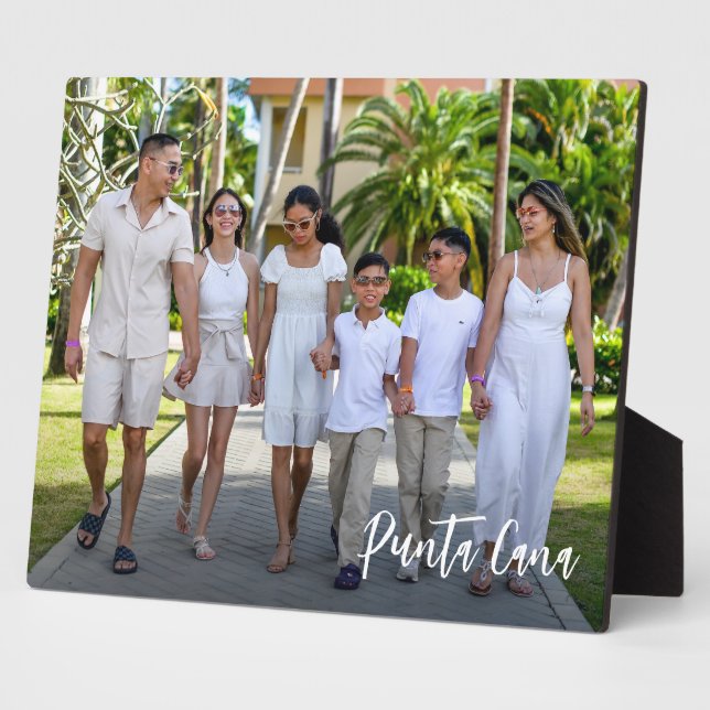 Personalised Modern script Family Vacation Photo Plaque (Side)