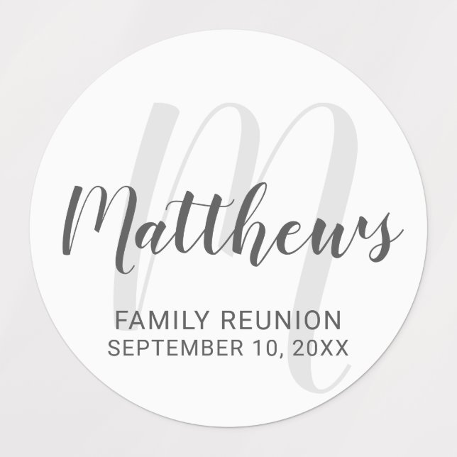 Personalised Modern Script Monogram & Family Name (Design 1)